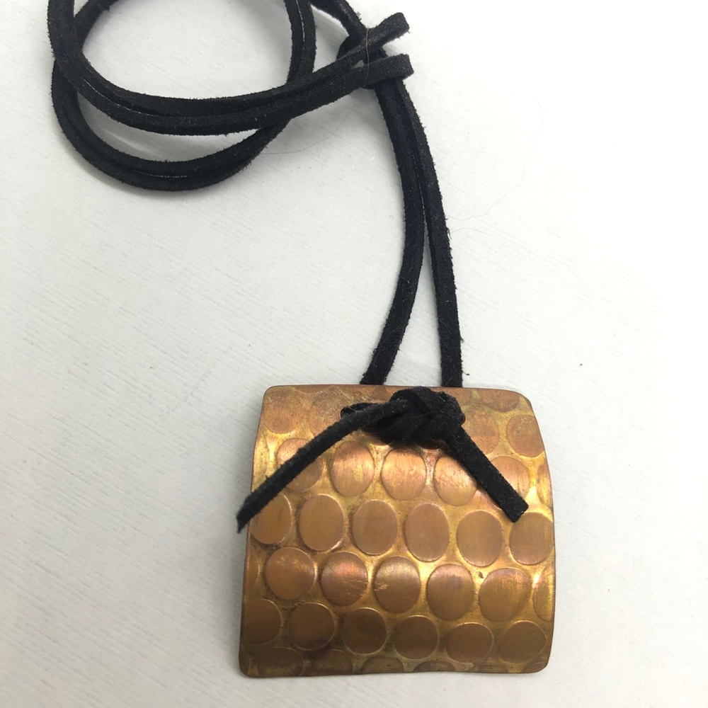 Handmade Embossed Copper Necklace